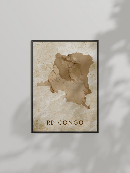 Poster carte Congo RDC