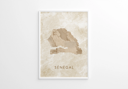 Poster carte Sénégal
